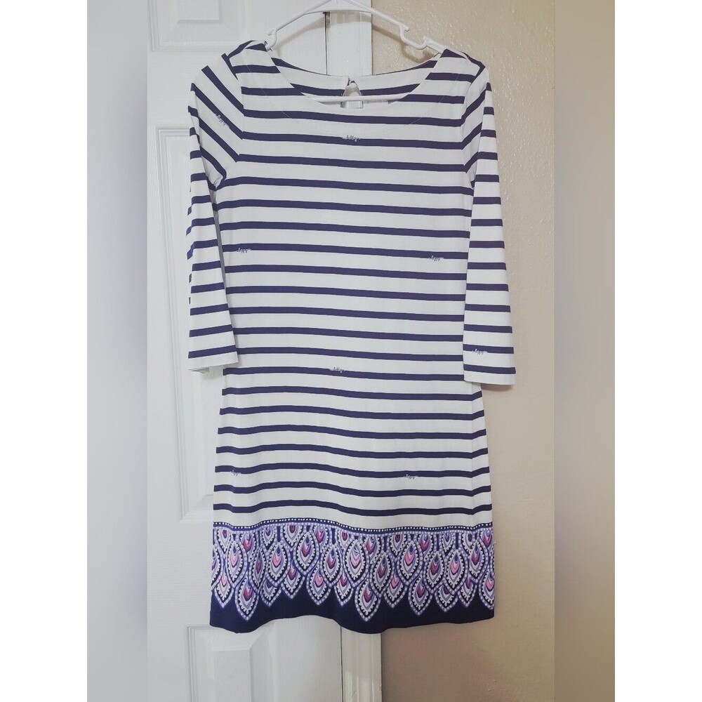 Lilly Pulitzer Striped Navy and White Tunic with Border Print - Women Tops